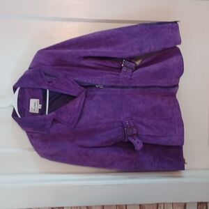 Leather jacket suede leather purple size small  Linea by Louis Dell'Olio